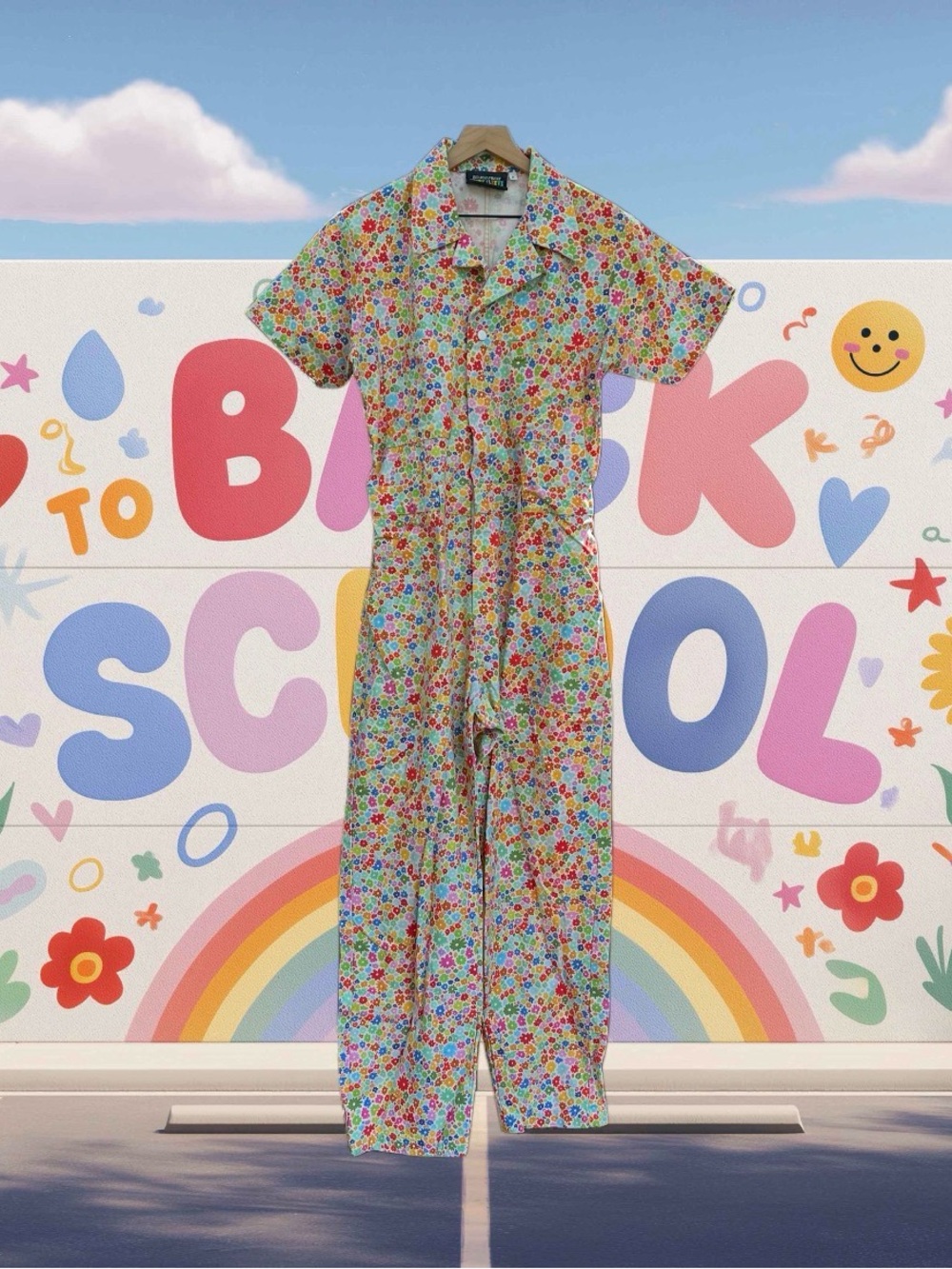Big Bud Press Rainbow Blossom Short Sleeve Jumpsuit Size L